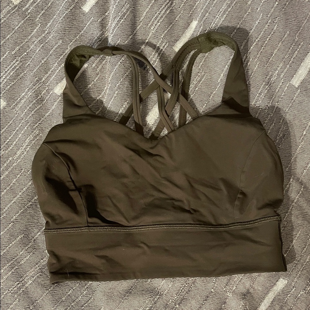 Lululemon Athletica long line Olive Green Sports Bra